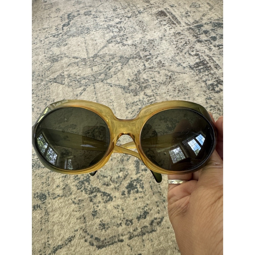 Vintage Givenchy GG Oversized Sunglasses Austria Optyl Olive Amber Mod 1970s